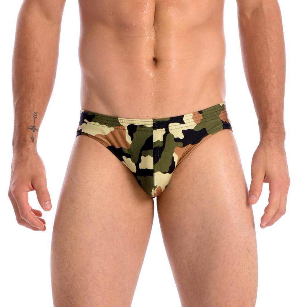 Gary Majdell Sport Mens Green Camouflage Contour Pouch Bikini Swimsuit Size Small