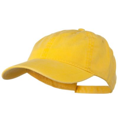 Washed Solid Pigment Dyed Cotton Twill Brass Buckle Cap - Yellow