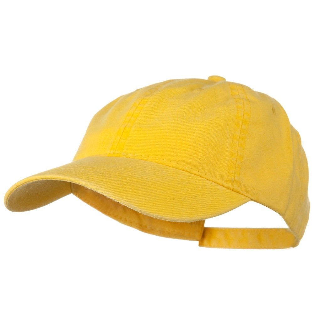 Washed Solid Pigment Dyed Cotton Twill Brass Buckle Cap - Yellow