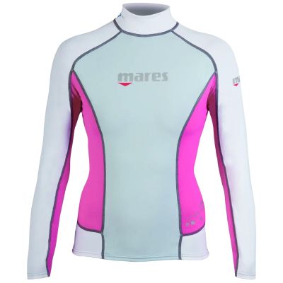 Mares Women's She Dives Long Sleeve Rash Guard - UPF 50+ Lightweight Quick-Drying Swimming Top for Water Sports & Snorkeling, Pink, 12