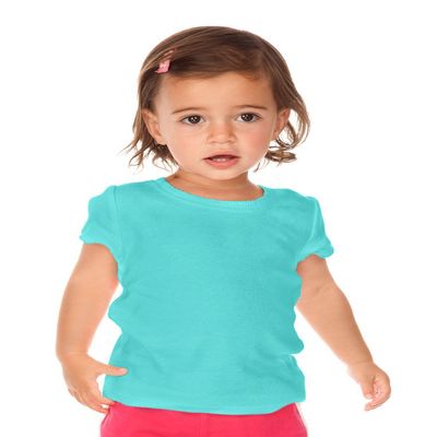 Kavio! Infants Scalloped Scoop Neck Top Caribbean Blue 24M