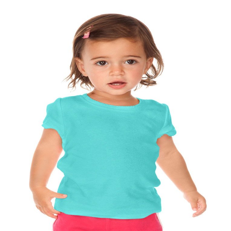 Kavio! Infants Scalloped Scoop Neck Top Caribbean Blue 24M