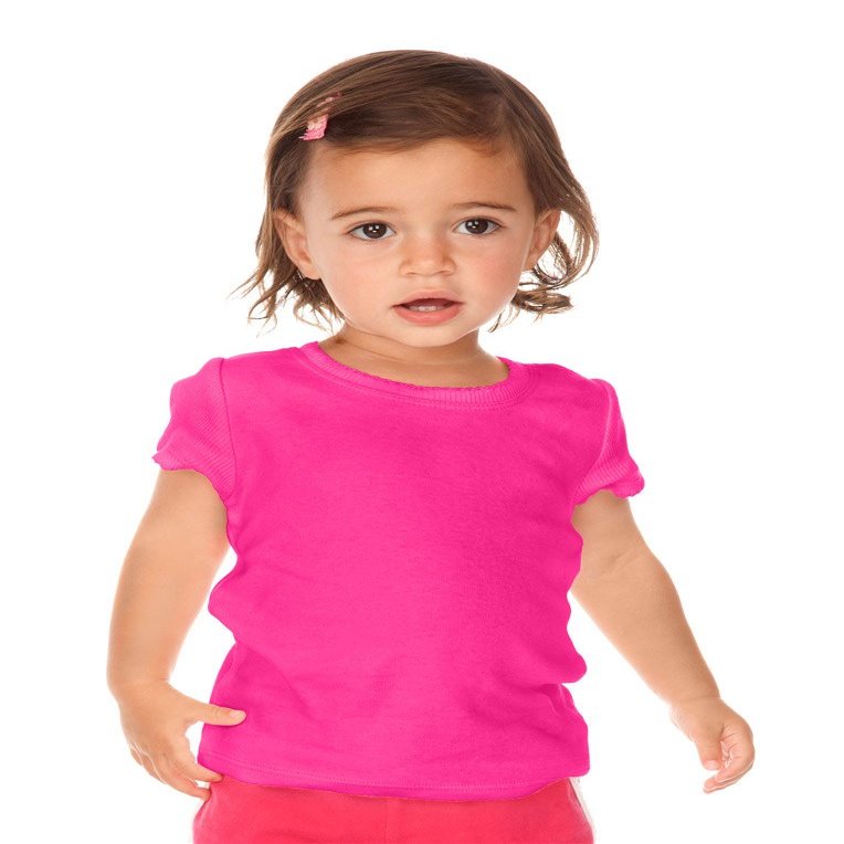 Kavio! Infants Scalloped Scoop Neck Top Hot Pink 12M
