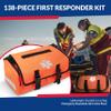 First Responder Trauma First Aid Kit Bag  Fully Stocked Emergency Medical Kit for Workplace, Vehicle & Home  OSHA & ANSI Compliant  Portable  Orange view 4
