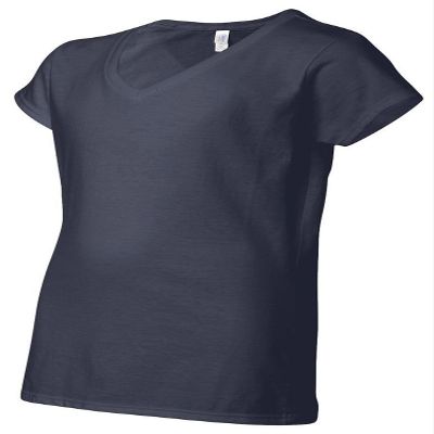 Gildan Softstyle Junior Fit V-Neck T-Shirt Navy Large