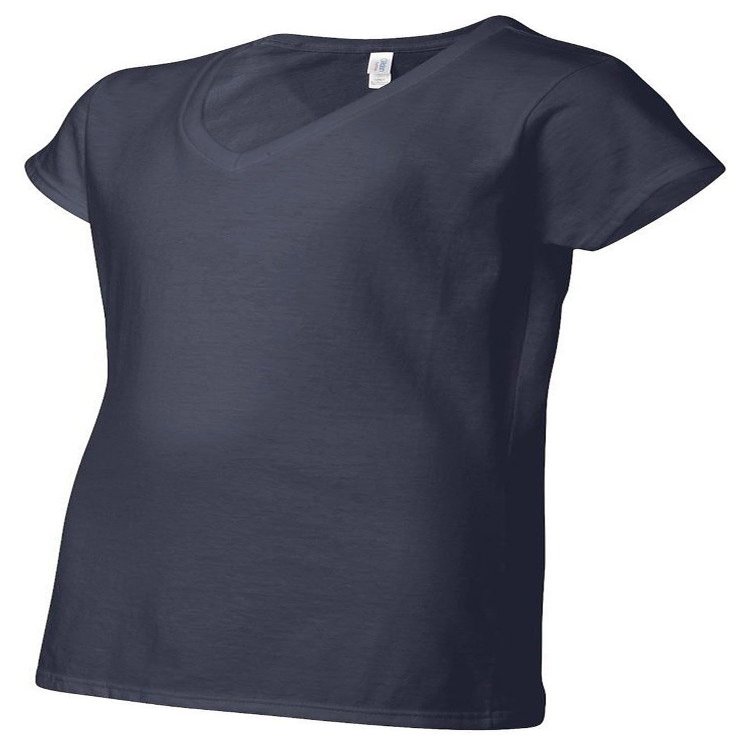 Gildan Softstyle Junior Fit V-Neck T-Shirt Navy Large