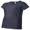 Gildan Softstyle Junior Fit V-Neck T-Shirt Navy Large view 1
