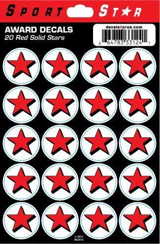 SportStar Football Helmet Award Decals - Solid Star Red (20 Stickers)