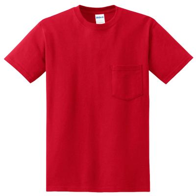 Gildan G830 5.6 oz Ultra Blend 50/50 Pocket T-Shirt - Red - X-Large