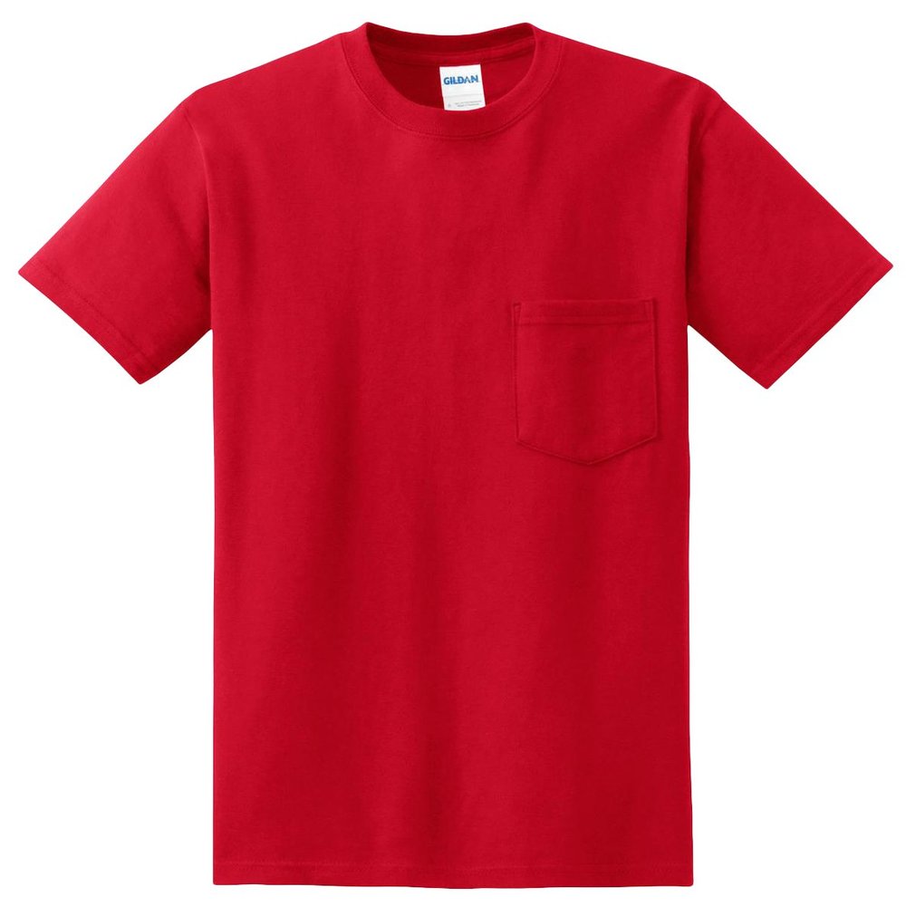 Gildan G830 5.6 oz Ultra Blend 50/50 Pocket T-Shirt - Red - X-Large