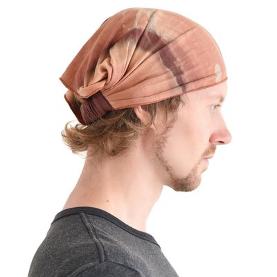 CHARM Tie Dye Bandana Headband For Women, Men's Loose Fitting Boho Headscarf, Wide Hand Dyed Hippie Hair Band For Dreads Orange