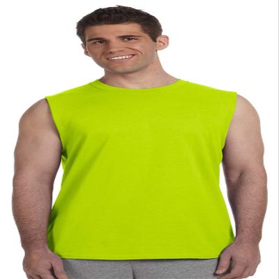 Gildan G270 6.1 oz Ultra Cotton Sleeveless T-Shirt - SAFETY GREEN - Small