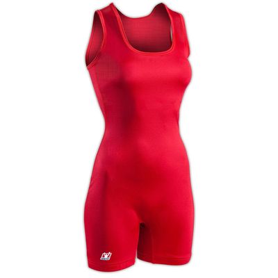 Brute Woman's/Girls Performance Cut Lycra Wrestling Singlet - RED - Girls Medium