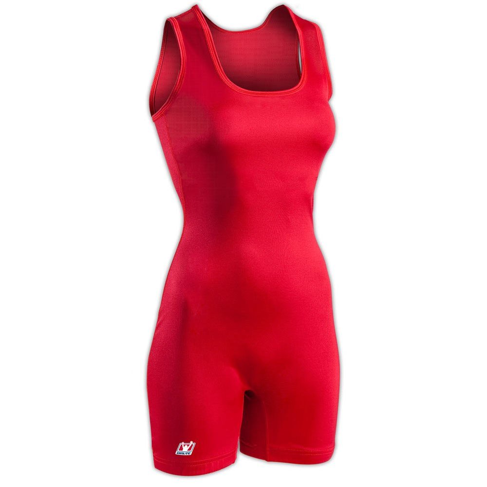 Brute Woman's/Girls Performance Cut Lycra Wrestling Singlet - RED - Girls Medium