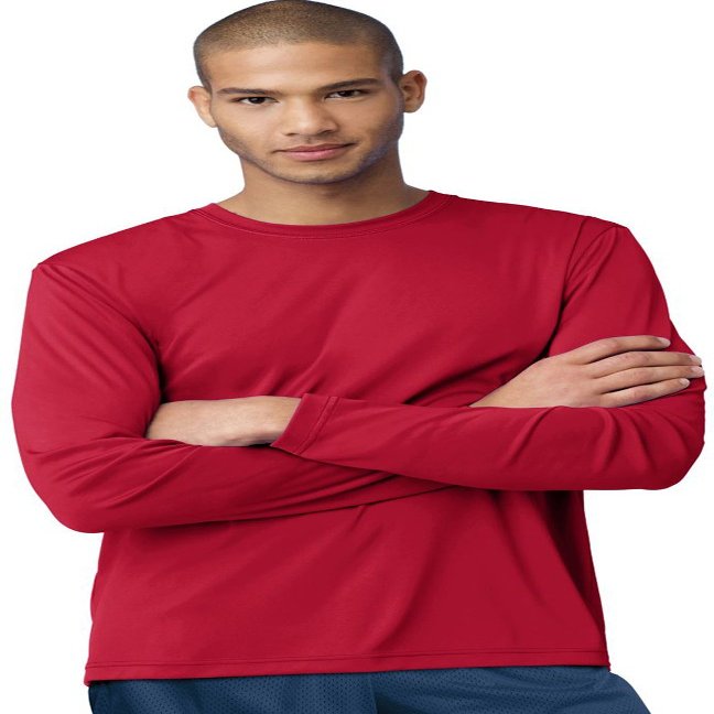 Hanes Cool DRI'Performance mens Long-Sleeve T-Shirt,Deep Red,Medium