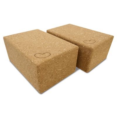 Bean Products Yoga Blocks - 2 Pack, Cork, Large - 4x6x9, supportive for improved yoga, pilates, fitness practice.