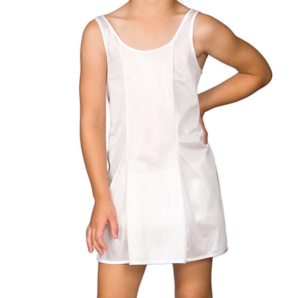 I.C. Collections Big Girls White Sleek Nylon Slip, 8