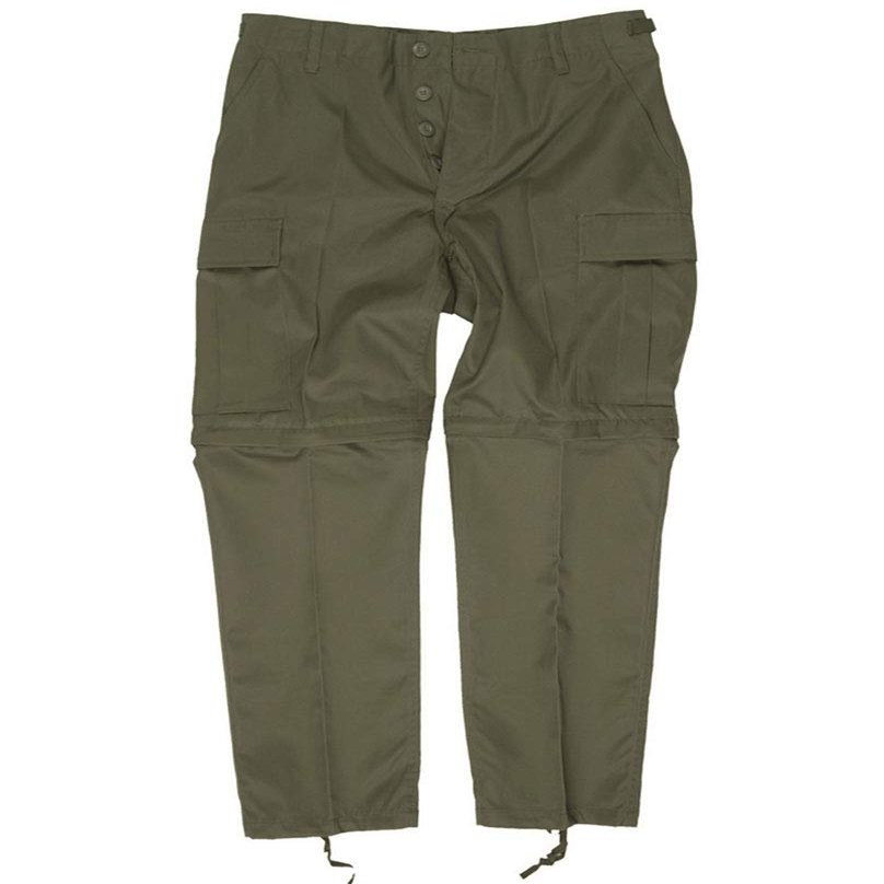 Combat 2 in 1 Zip-Off Army Mens Trousers Cargo BDU Fishing Hunting Olive Size S