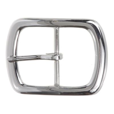 1 1/2" (38 mm) Nickel Free Center Bar Single Prong Rectangular Belt Buckle, Silver