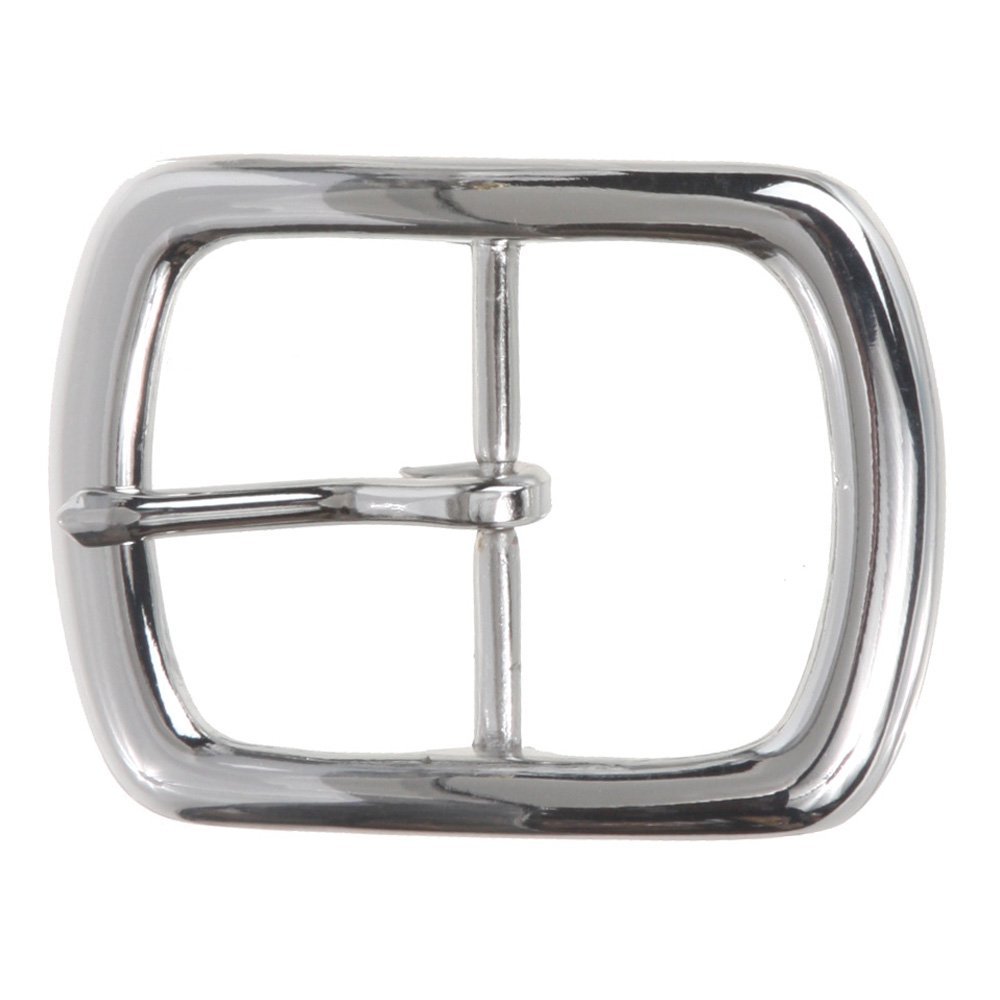 1 1/2" (38 mm) Nickel Free Center Bar Single Prong Rectangular Belt Buckle, Silver