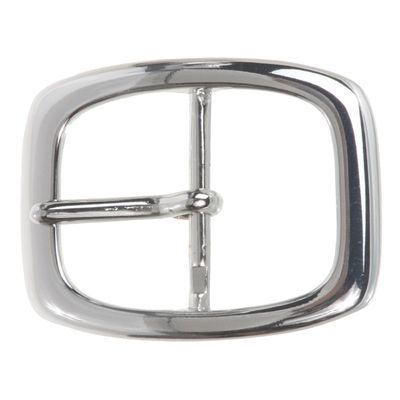 1 1/4" (33 mm) Nickel Free Single Prong Oval Center Bar Belt Buckle, Silver