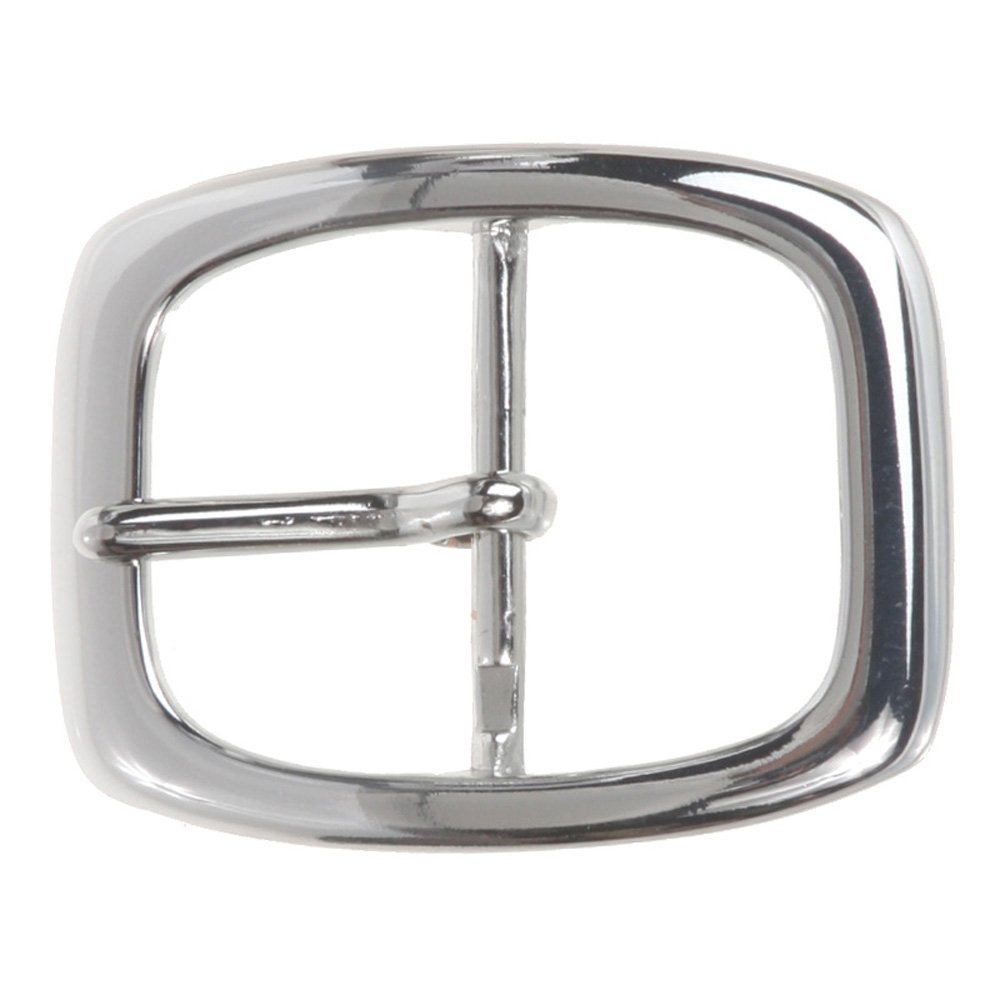 1 1/4" (33 mm) Nickel Free Single Prong Oval Center Bar Belt Buckle, Silver