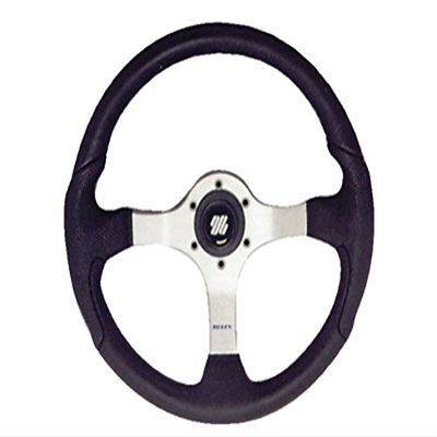 Uflex NISIDA-B/S NISIDA Steering Wheel - Black Poly Grip with Silver Spokes, 13.8" (350mm)