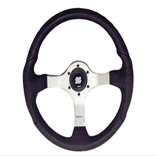Uflex NISIDA-B/S NISIDA Steering Wheel - Black Poly Grip with Silver Spokes, 13.8" (350mm)