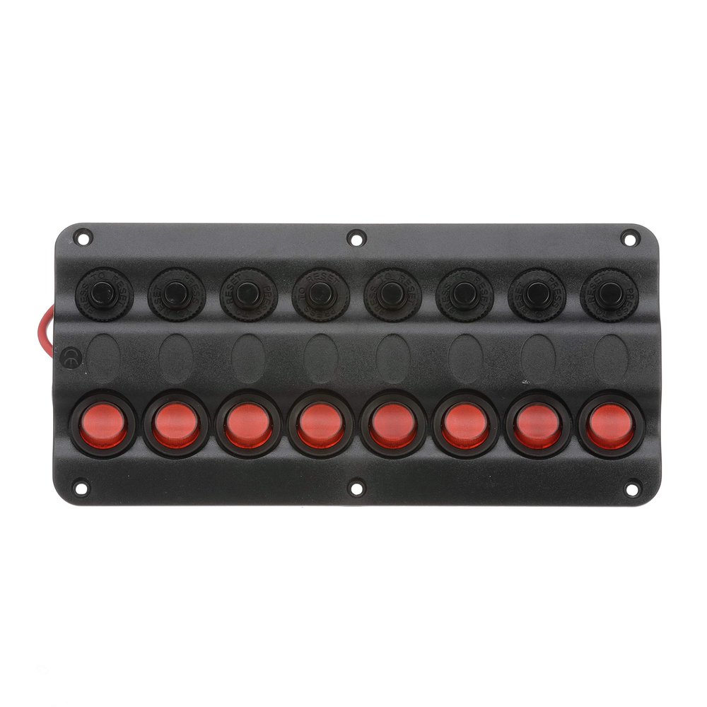 Seachoice LED 12V 8-Switch Distibution Panel, Pre-Wired, Boat Panel Mount