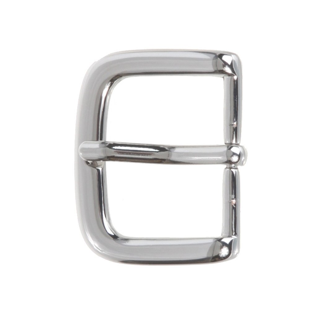 1 1/8" (30 mm) Nickel Free Single Prong Square Belt Buckle, Silver