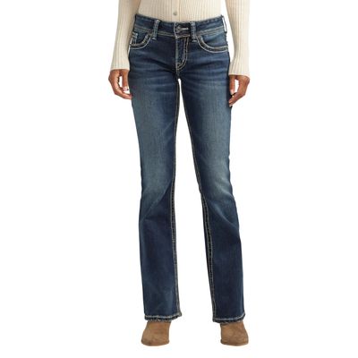 Silver Jeans Co. Women's Suki Mid Rise Curvy Fit Bootcut Jeans, Indigo, 30W x 30L, L9516SJB376