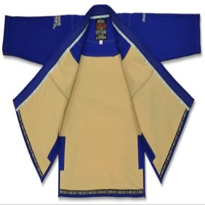 Built In Rash Guard Brazilian Jiu Jitsu BJJ Gi Kimono Jacket Only - White (A3, Blue)