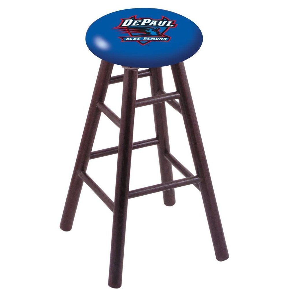 Holland Bar Stool Co. Oak Counter Stool in Dark Cherry Finish with DePaul Seat by The