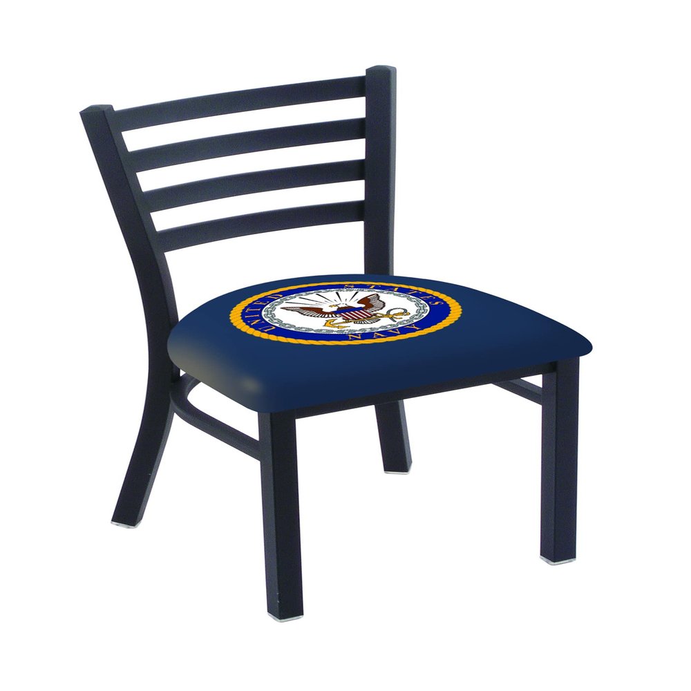 Holland Bar Stool Co. L00418 Black Wrinkle U.S. Navy Stationary Chair with Ladder Style Back by The