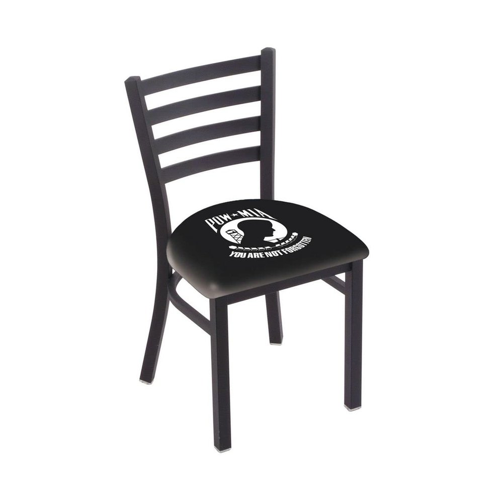 Holland Bar Stool Co. L00418 Black Wrinkle POW/MIA Stationary Chair with Ladder Style Back by The
