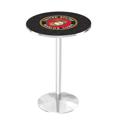 Holland Bar Stool Co. L214-42" Chrome U.S. Marines Pub Table