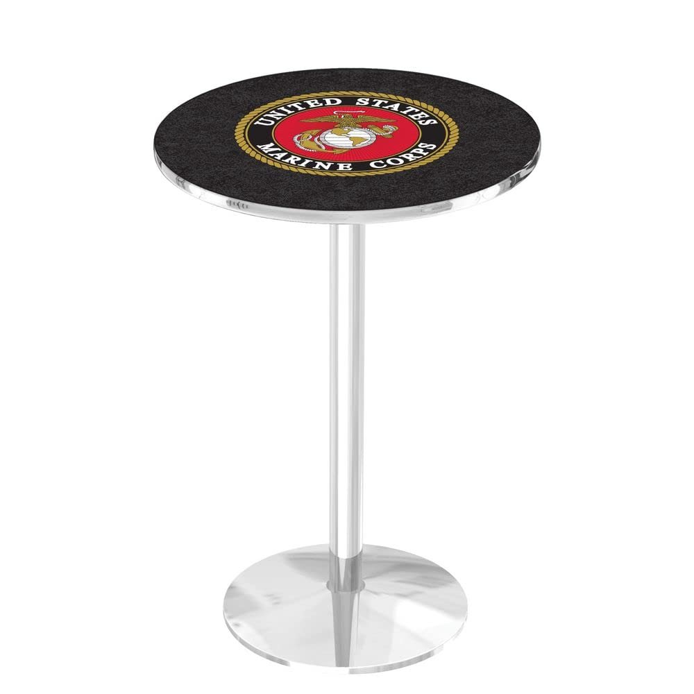 Holland Bar Stool Co. L214-42" Chrome U.S. Marines Pub Table