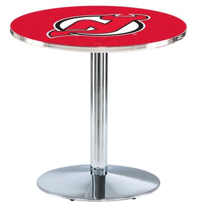 L214 - 42" Chrome New Jersey Devils Pub Table by Holland Bar Stool Co.