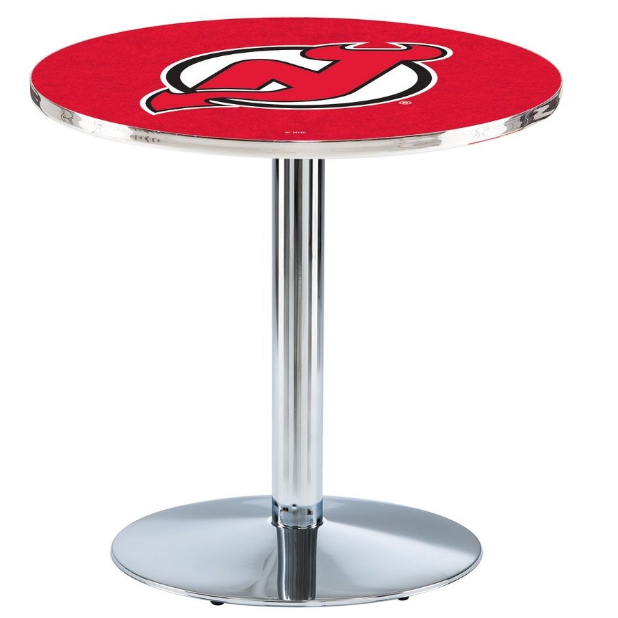 L214 - 42" Chrome New Jersey Devils Pub Table by Holland Bar Stool Co.