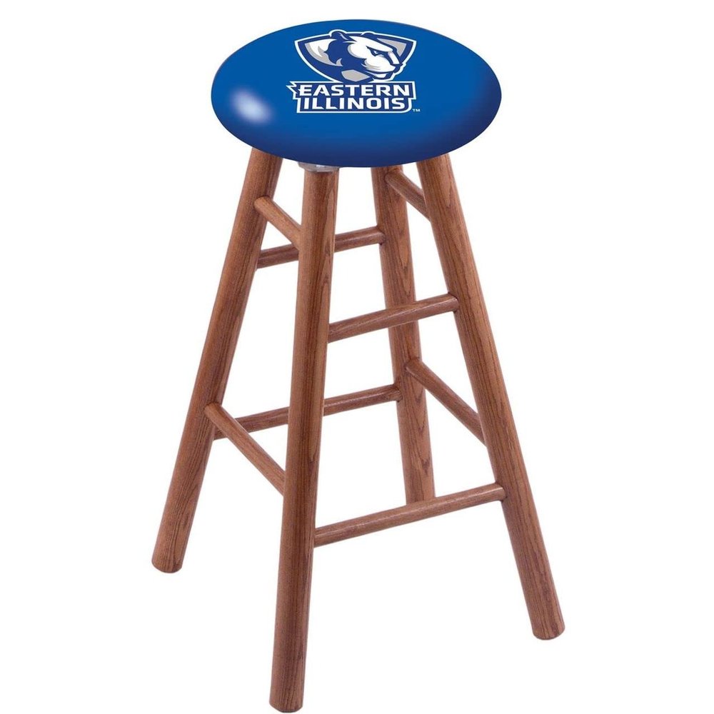 Holland Bar Stool Co. Oak Extra Tall Bar Stool in Medium Finish with Eastern Illinois Seat by The