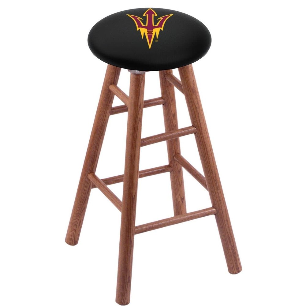 Holland Bar Stool Co. Oak Counter Stool in Medium Finish with Arizona State (Pitchfork) Seat by The