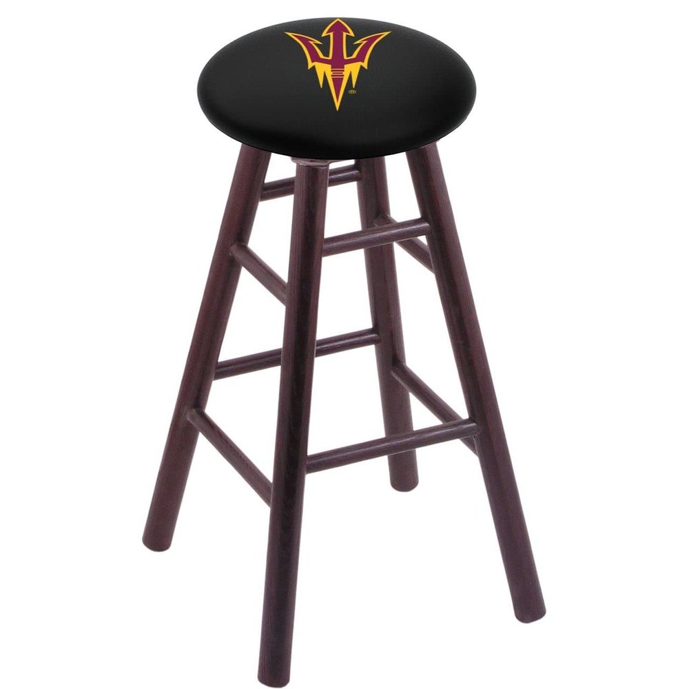Holland Bar Stool Co. Oak Bar Stool in Dark Cherry Finish with Arizona State (Pitchfork) Seat by The