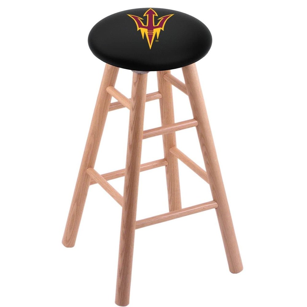 Holland Bar Stool Co. Oak Bar Stool in Natural Finish with Arizona State (Pitchfork) Seat by The