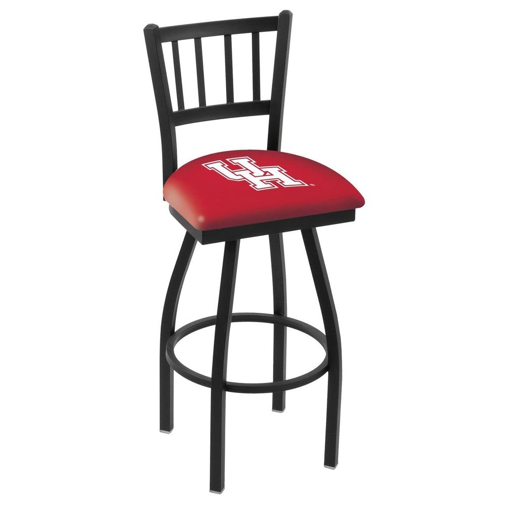 Holland Bar Stool Co. L018-30" Black Wrinkle Houston Swivel Bar Stool with Jailhouse Style Back by The