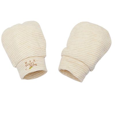 Naturecolored baby Mittens naturally colored cotton. New Born. Brown.