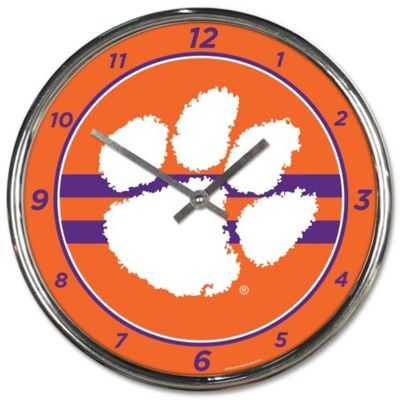 WinCraft NCAA Clemson Tigers Chrome Clock, 12" x 12"