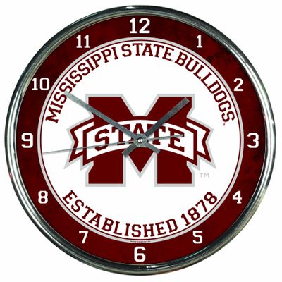 NCAA Mississippi State Bulldogs Chrome Clock, 12" x 12"