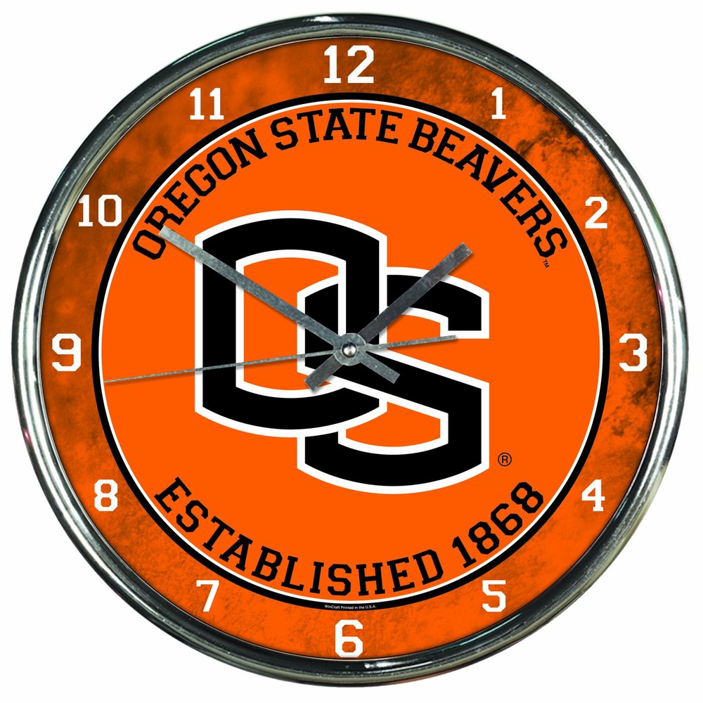 NCAA Oregon State Beavers Chrome Clock