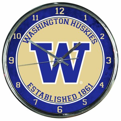 NCAA Washington Huskies Chrome Clock, 12" x 12"