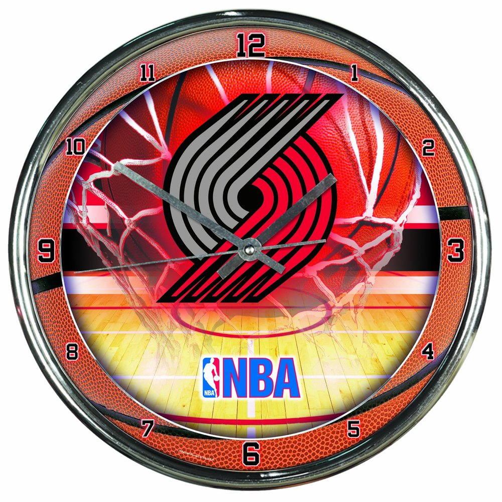 NBA Portland Trailblazers Chrome Clock